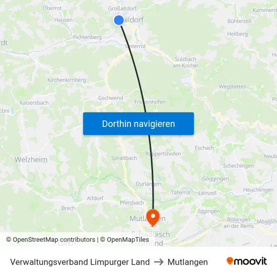 Verwaltungsverband Limpurger Land to Mutlangen map