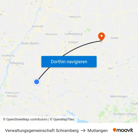 Verwaltungsgemeinschaft Schramberg to Mutlangen map
