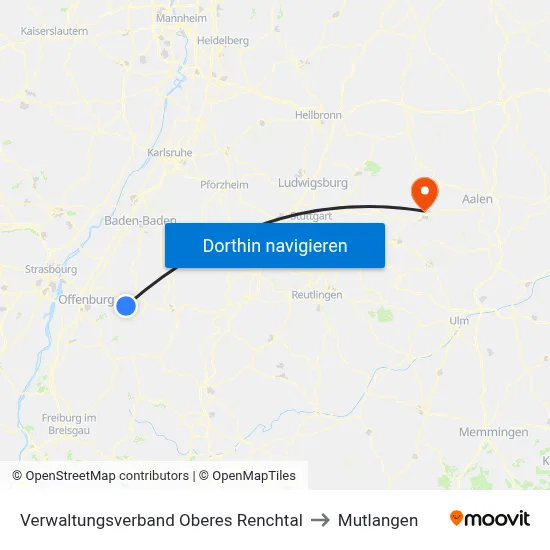 Verwaltungsverband Oberes Renchtal to Mutlangen map