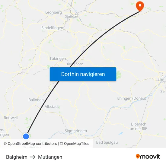 Balgheim to Mutlangen map