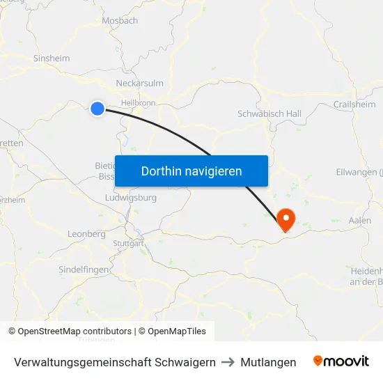 Verwaltungsgemeinschaft Schwaigern to Mutlangen map