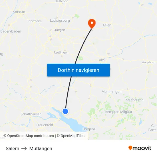 Salem to Mutlangen map