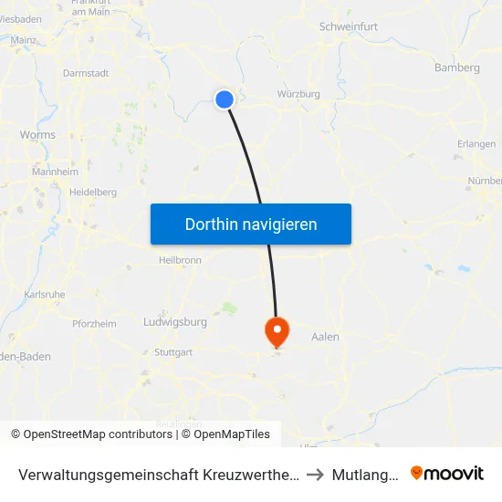 Verwaltungsgemeinschaft Kreuzwertheim to Mutlangen map