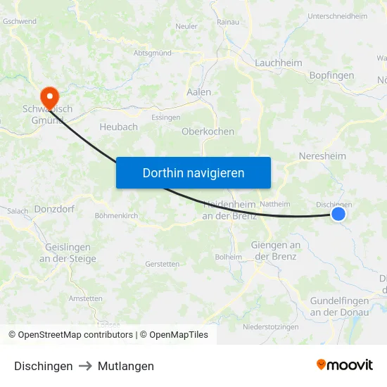 Dischingen to Mutlangen map