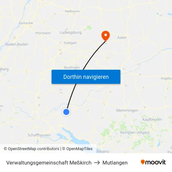 Verwaltungsgemeinschaft Meßkirch to Mutlangen map