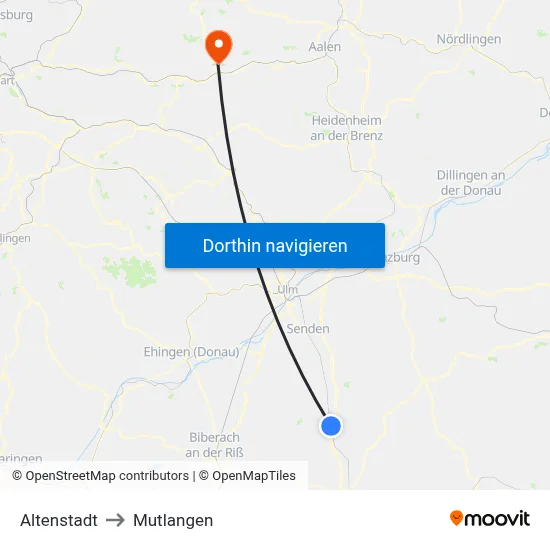 Altenstadt to Mutlangen map