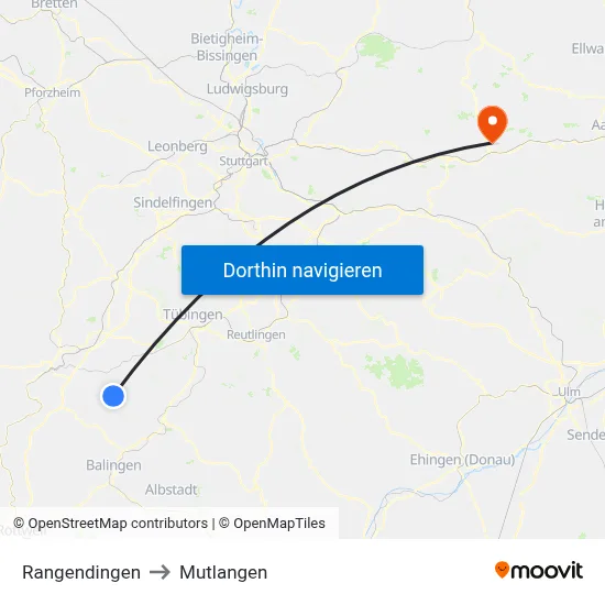 Rangendingen to Mutlangen map