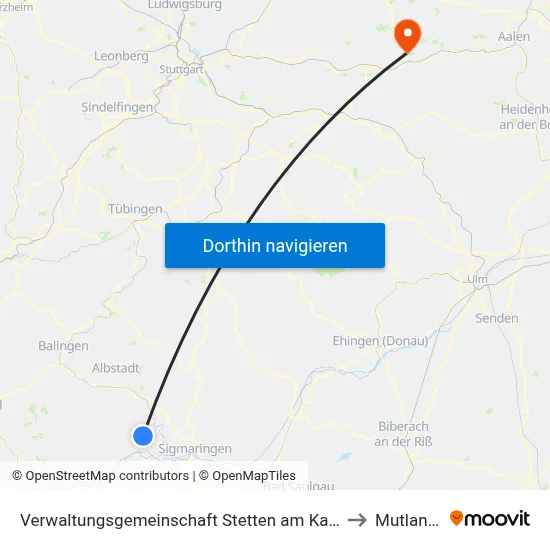 Verwaltungsgemeinschaft Stetten am Kalten Markt to Mutlangen map