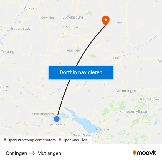 Öhningen to Mutlangen map