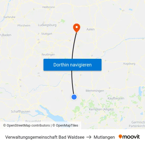 Verwaltungsgemeinschaft Bad Waldsee to Mutlangen map