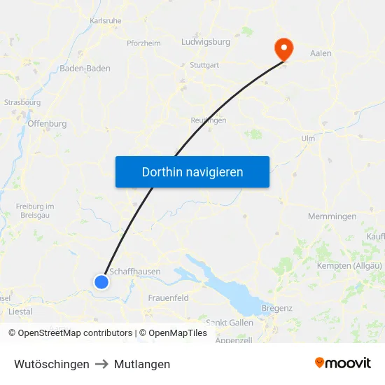 Wutöschingen to Mutlangen map