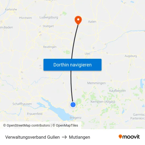Verwaltungsverband Gullen to Mutlangen map