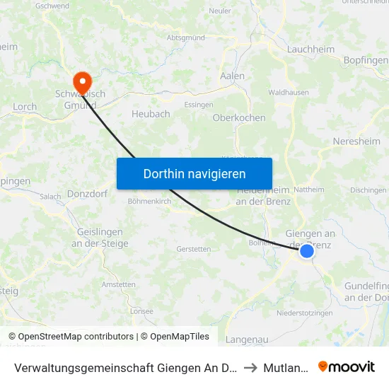 Verwaltungsgemeinschaft Giengen An Der Brenz to Mutlangen map