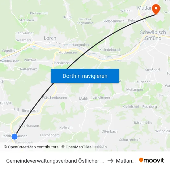 Gemeindeverwaltungsverband Östlicher Schurwald to Mutlangen map
