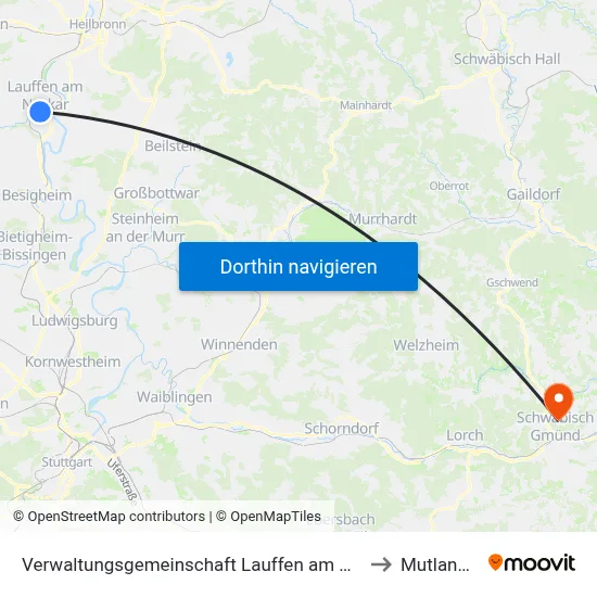Verwaltungsgemeinschaft Lauffen am Neckar to Mutlangen map