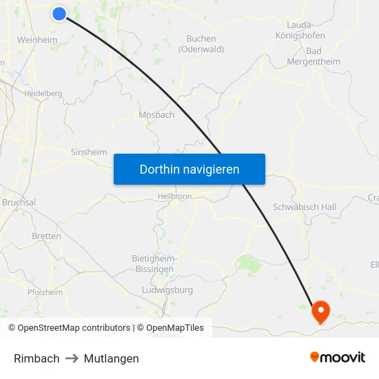 Rimbach to Mutlangen map