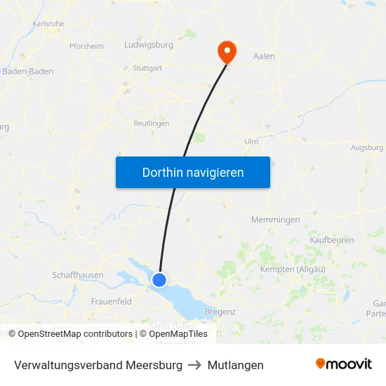 Verwaltungsverband Meersburg to Mutlangen map