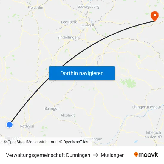 Verwaltungsgemeinschaft Dunningen to Mutlangen map