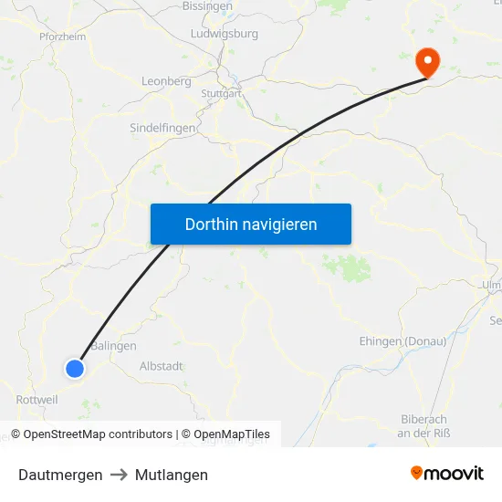 Dautmergen to Mutlangen map