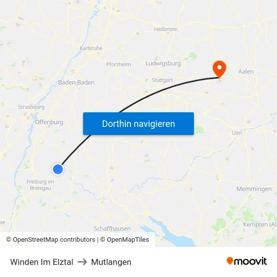 Winden Im Elztal to Mutlangen map