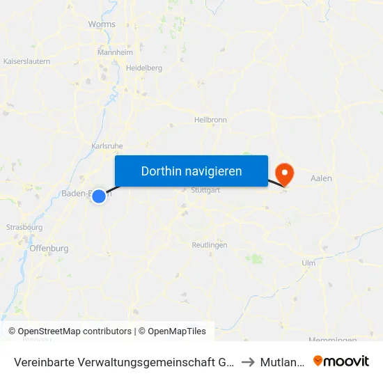 Vereinbarte Verwaltungsgemeinschaft Gernsbach to Mutlangen map