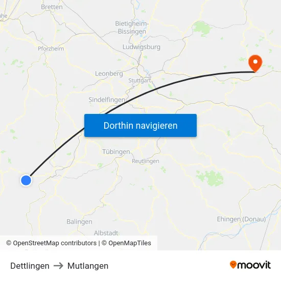 Dettlingen to Mutlangen map