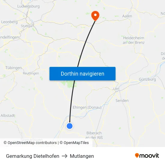 Gemarkung Dietelhofen to Mutlangen map