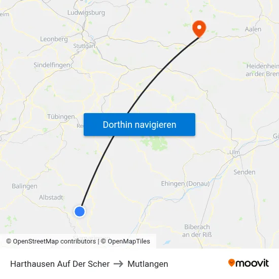 Harthausen Auf Der Scher to Mutlangen map