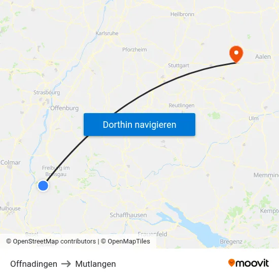 Offnadingen to Mutlangen map