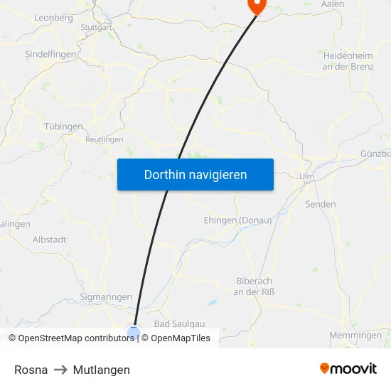 Rosna to Mutlangen map