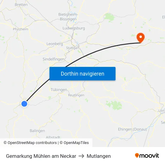 Gemarkung Mühlen am Neckar to Mutlangen map