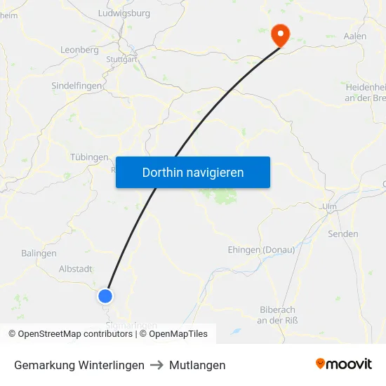 Gemarkung Winterlingen to Mutlangen map