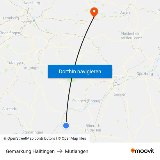 Gemarkung Hailtingen to Mutlangen map