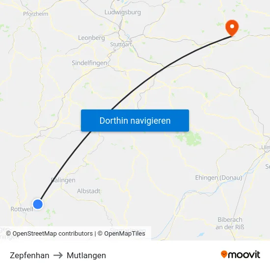 Zepfenhan to Mutlangen map