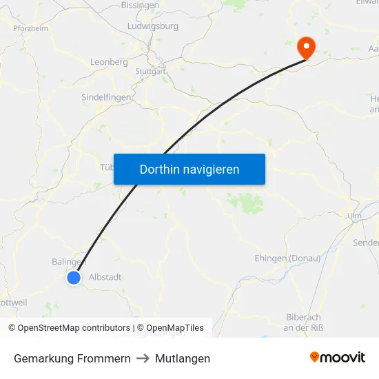 Gemarkung Frommern to Mutlangen map