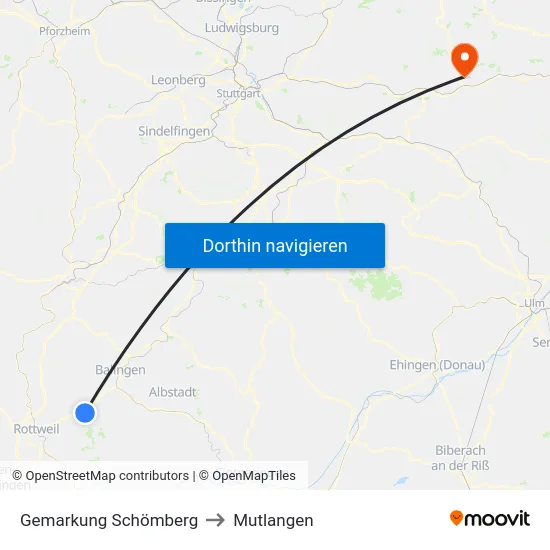 Gemarkung Schömberg to Mutlangen map