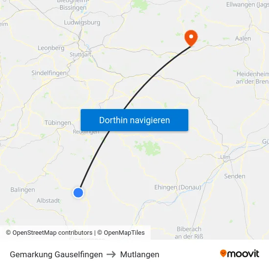 Gemarkung Gauselfingen to Mutlangen map