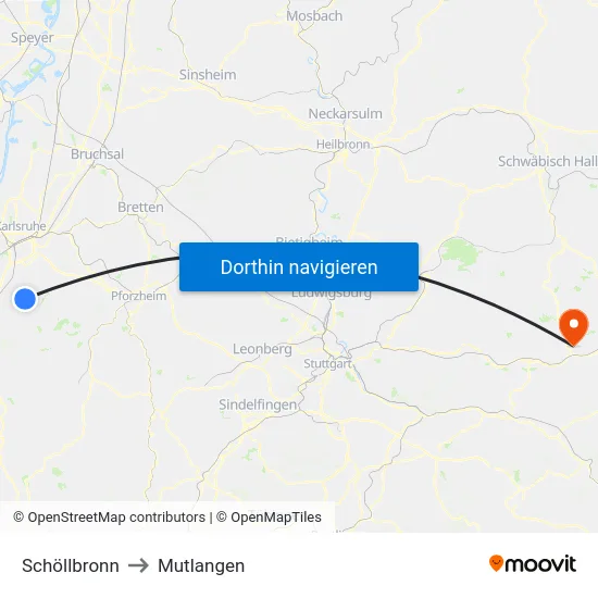 Schöllbronn to Mutlangen map