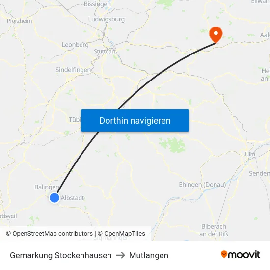 Gemarkung Stockenhausen to Mutlangen map