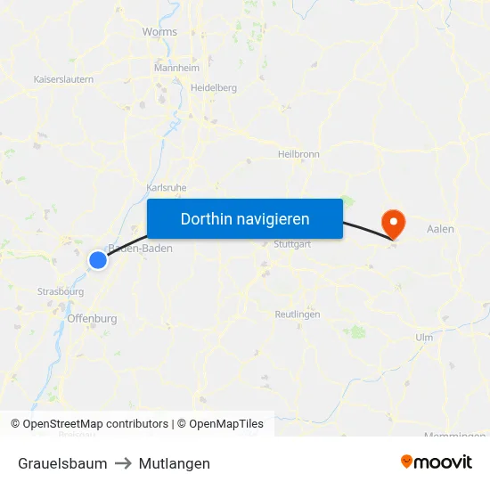 Grauelsbaum to Mutlangen map