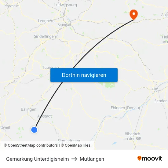 Gemarkung Unterdigisheim to Mutlangen map