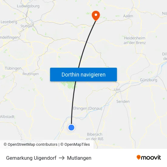 Gemarkung Uigendorf to Mutlangen map