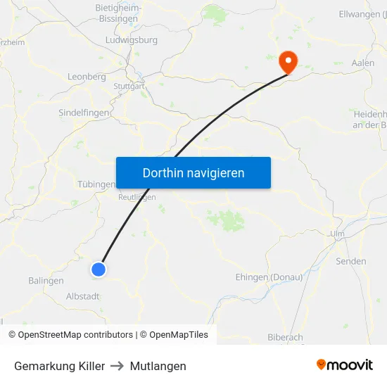 Gemarkung Killer to Mutlangen map
