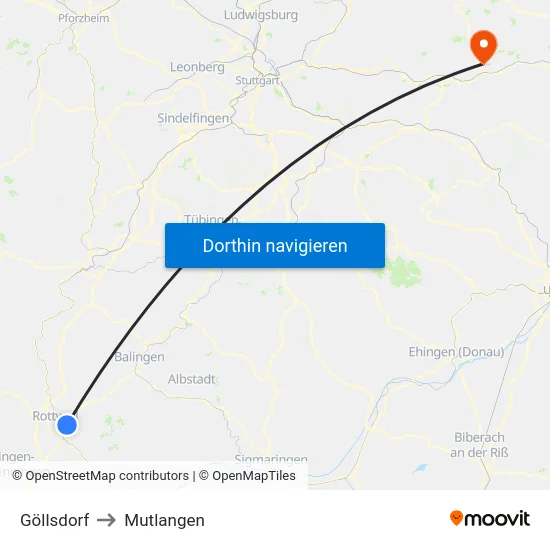 Göllsdorf to Mutlangen map