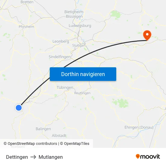 Dettingen to Mutlangen map