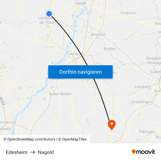 Edesheim to Nagold map