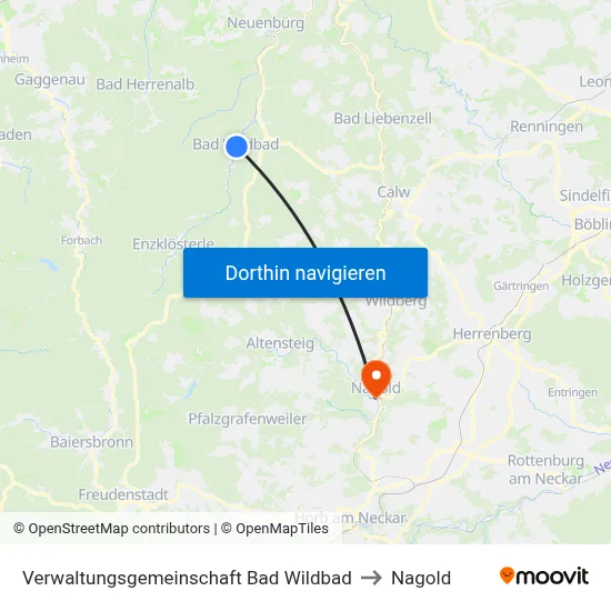 Verwaltungsgemeinschaft Bad Wildbad to Nagold map