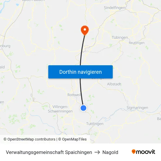 Verwaltungsgemeinschaft Spaichingen to Nagold map