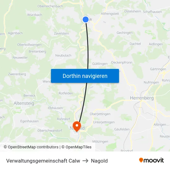 Verwaltungsgemeinschaft Calw to Nagold map