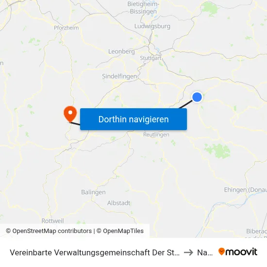 Vereinbarte Verwaltungsgemeinschaft Der Stadt Kirchheim Unter Teck to Nagold map